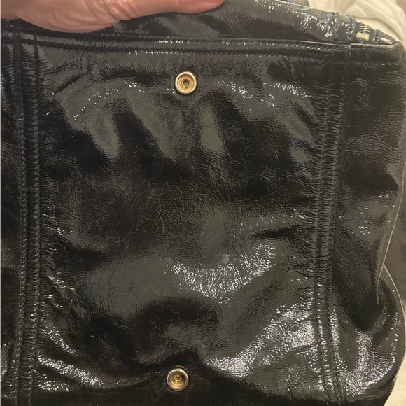 YSL Yves Saint Laurent Downtown Patent Leather Tote Deep Navy Large Bag- - Picture 3 of 7